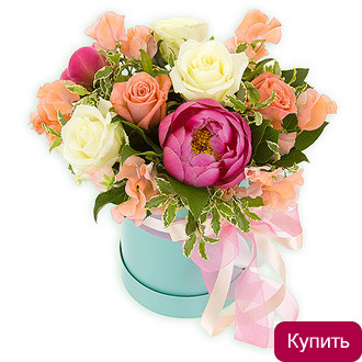 Цветы в шляпной коробке Ева