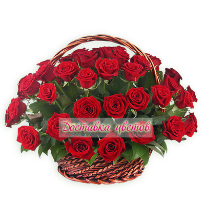 Корзина из красных роз