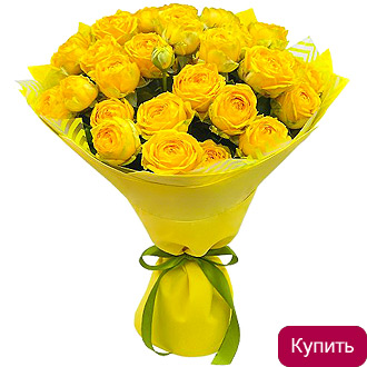Желтые пионовидные кустовые розы