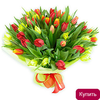 Разноцветные тюльпаны в букете