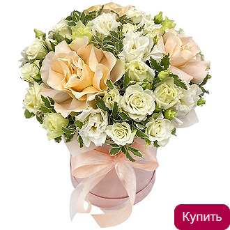 Шляпная коробка с разноцветными французскими розами