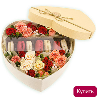 Цветы в коробке Сахарное сердце