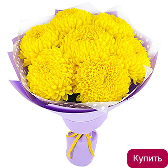 Желтые хризантемы в букете