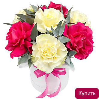 Шляпная коробка с разноцветными французскими розами