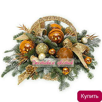 Новогодняя композиция в корзине