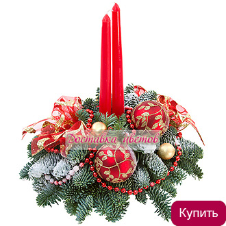 Новогодняя композиция со свечами